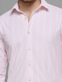 Men's Pink Striped Straight Fit Shirts