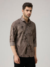 Men's Brown Printed Slim Fit Shirts