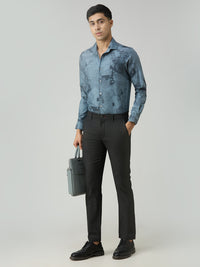 Men's Blue Printed Slim Fit Shirts