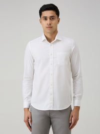 Men's White Solid Slim Fit Shirts