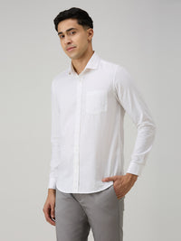 Men's White Solid Slim Fit Shirts