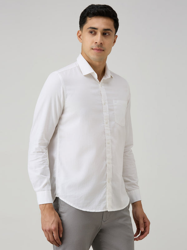 Men's White Solid Slim Fit Shirts