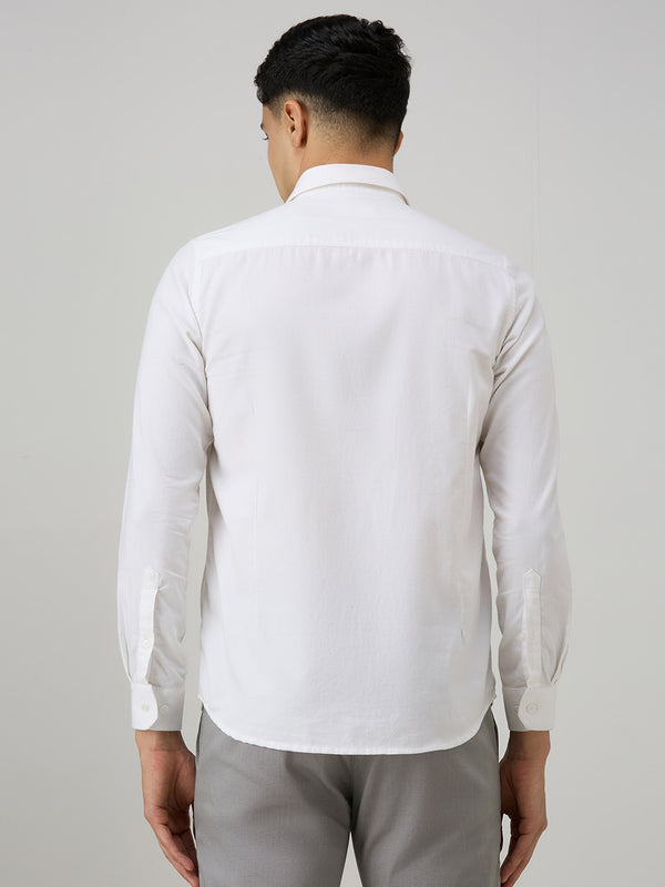 Men's White Solid Slim Fit Shirts