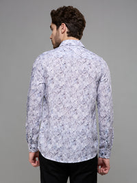 Men's Grey Printed Slim Fit Shirts