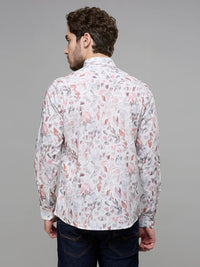 Men's White Printed Slim Fit Shirts