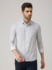 Men's Blue Printed Slim Fit Shirts