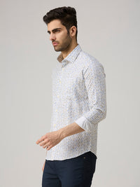 Men's Blue Printed Slim Fit Shirts