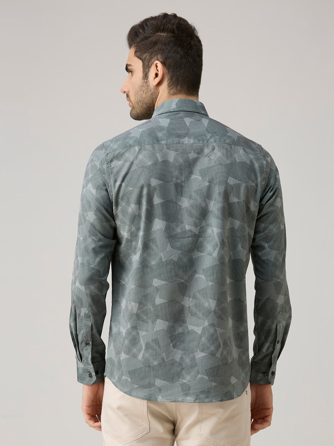 Men's Green Printed Slim Fit Shirts