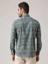 Men's Green Printed Slim Fit Shirts
