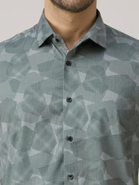 Men's Green Printed Slim Fit Shirts
