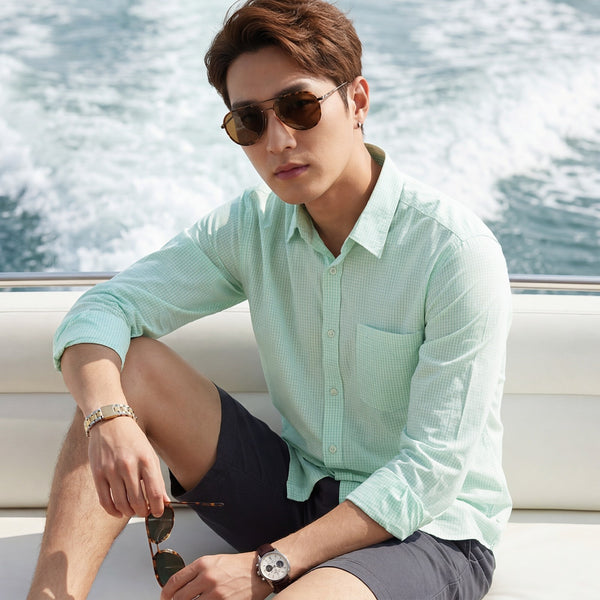 Men's Green Checks Slim Fit Shirts