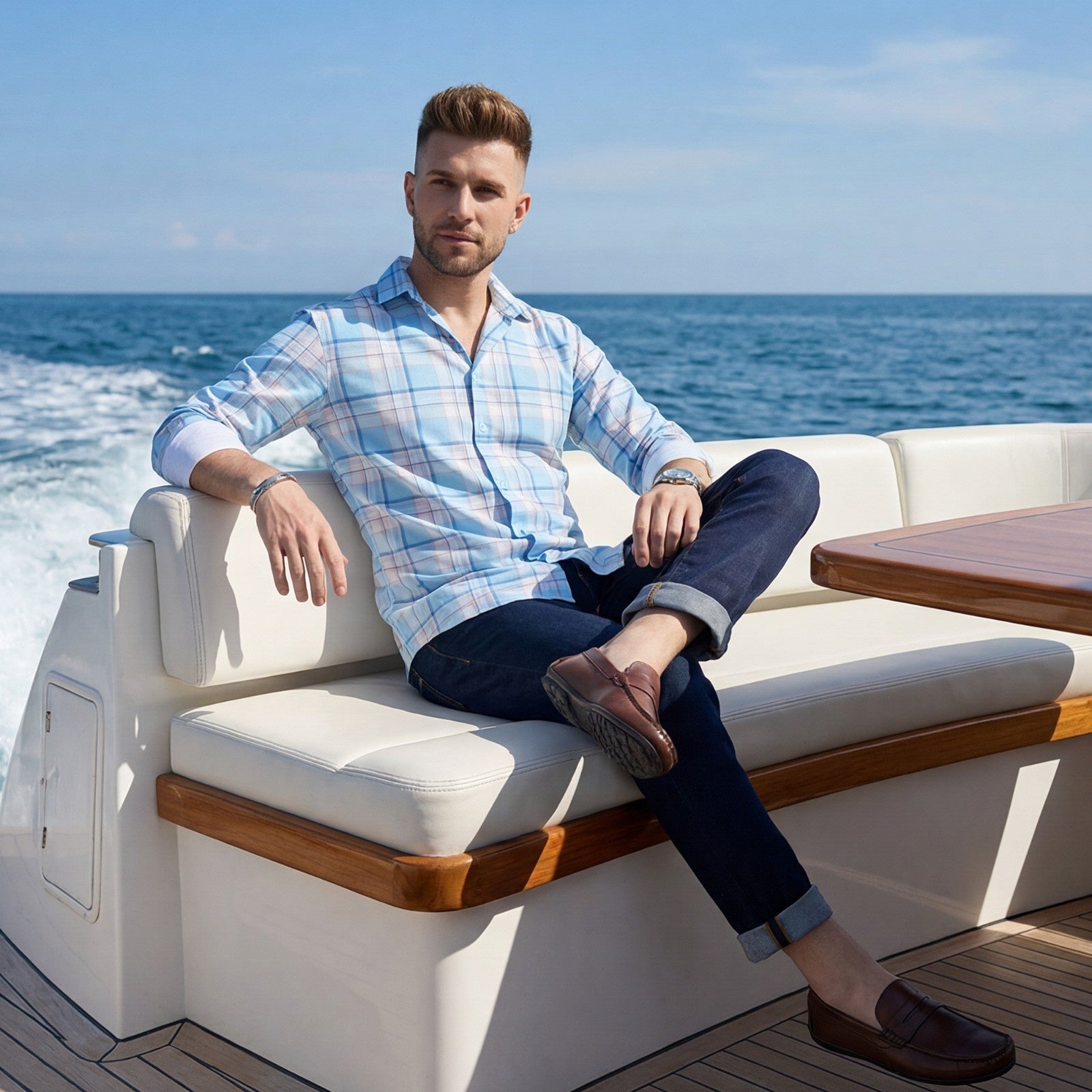 Men's Sky Checks Slim Fit Shirts