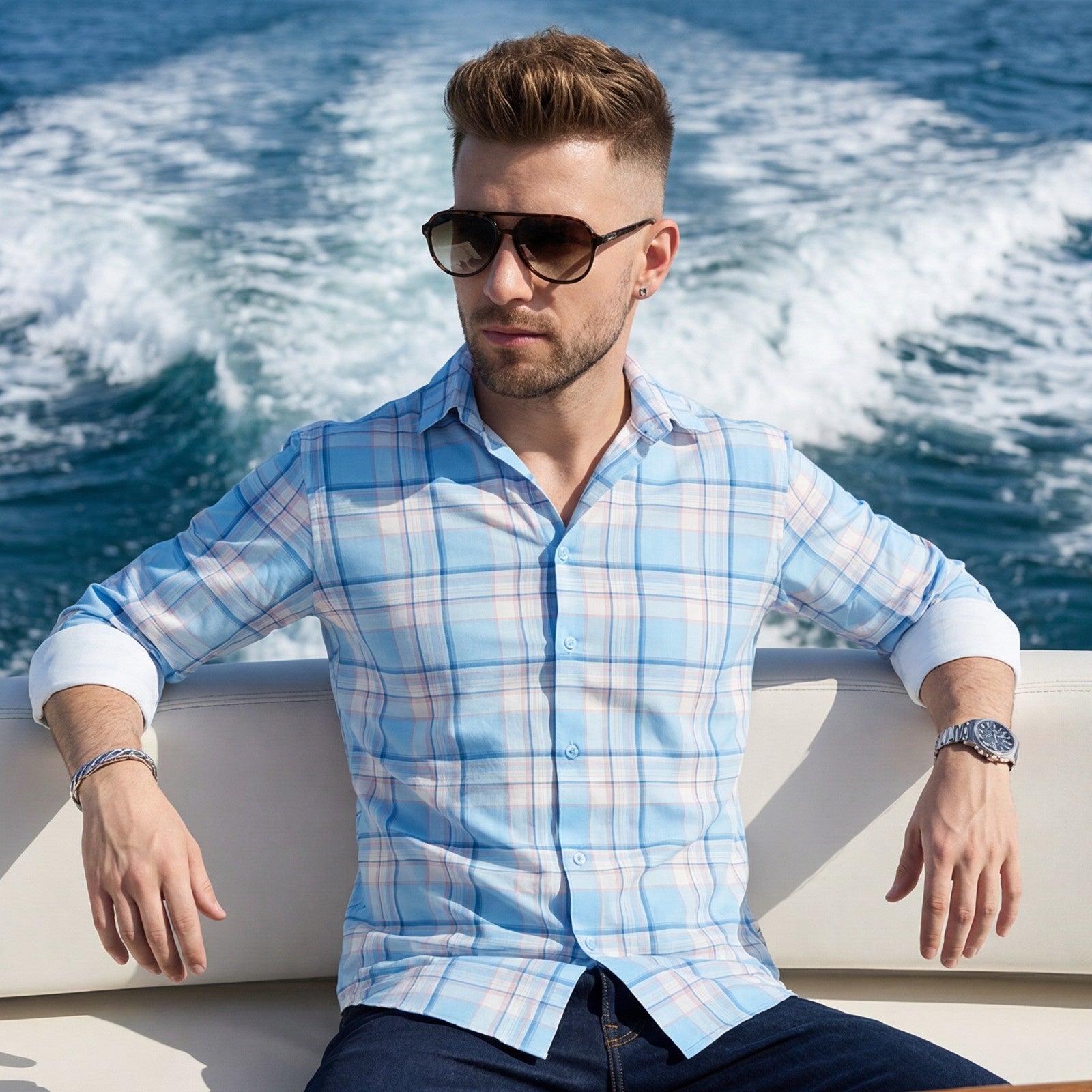 Men's Sky Checks Slim Fit Shirts