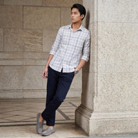 Men's Grey Checks Slim Fit Shirts