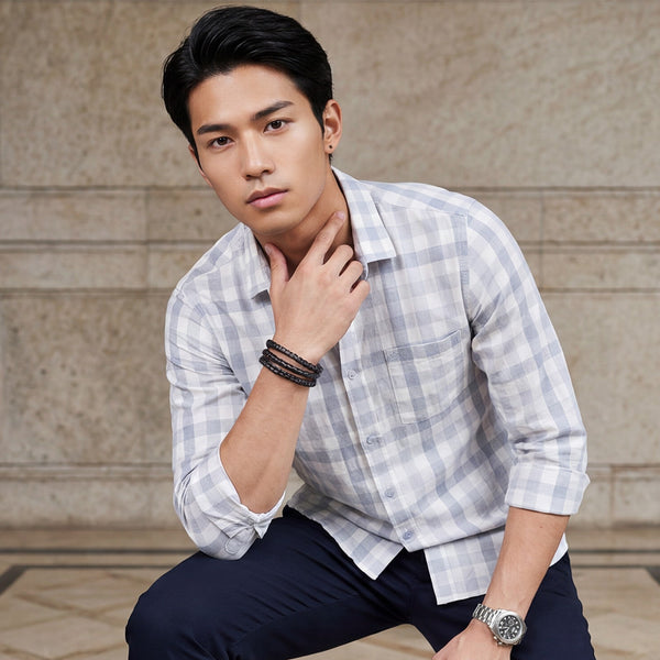 Men's Grey Checks Slim Fit Shirts