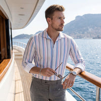 Men's Blue Stripe Slim Fit Shirts