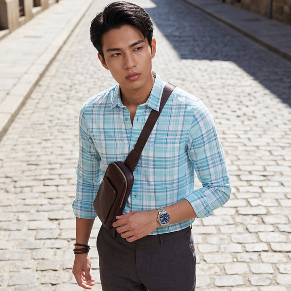 Men's Blue Checks Slim Fit Shirts