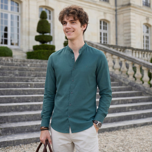 Men's Petrol Printed Slim Fit Shirts