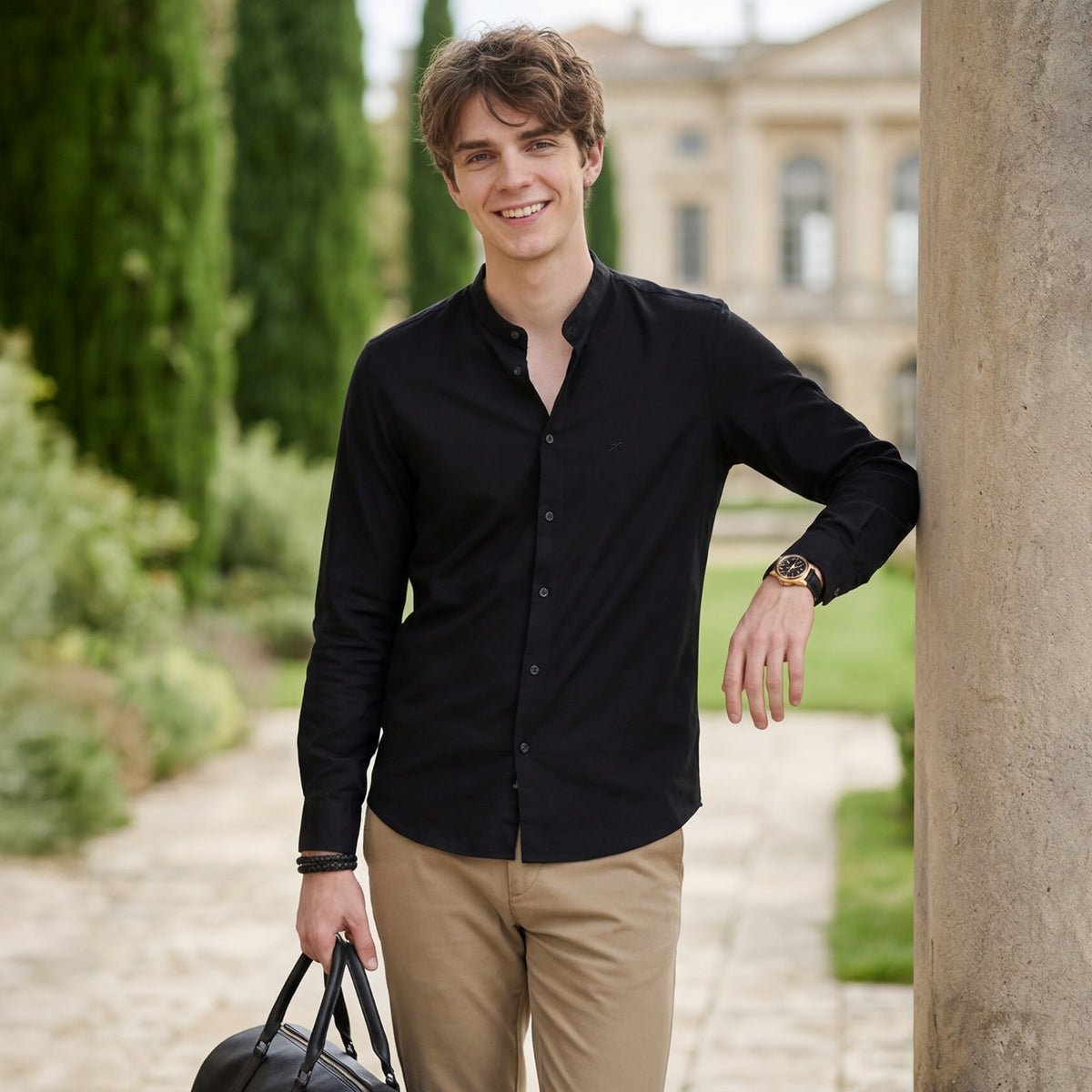 Men's Black Printed Slim Fit Shirts
