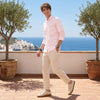 Men's Peach Printed Straight Fit