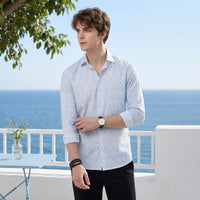 Men's Blue Printed Slim Fit Shirts