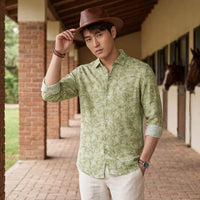 Men's Green Printed Slim Fit Shirts