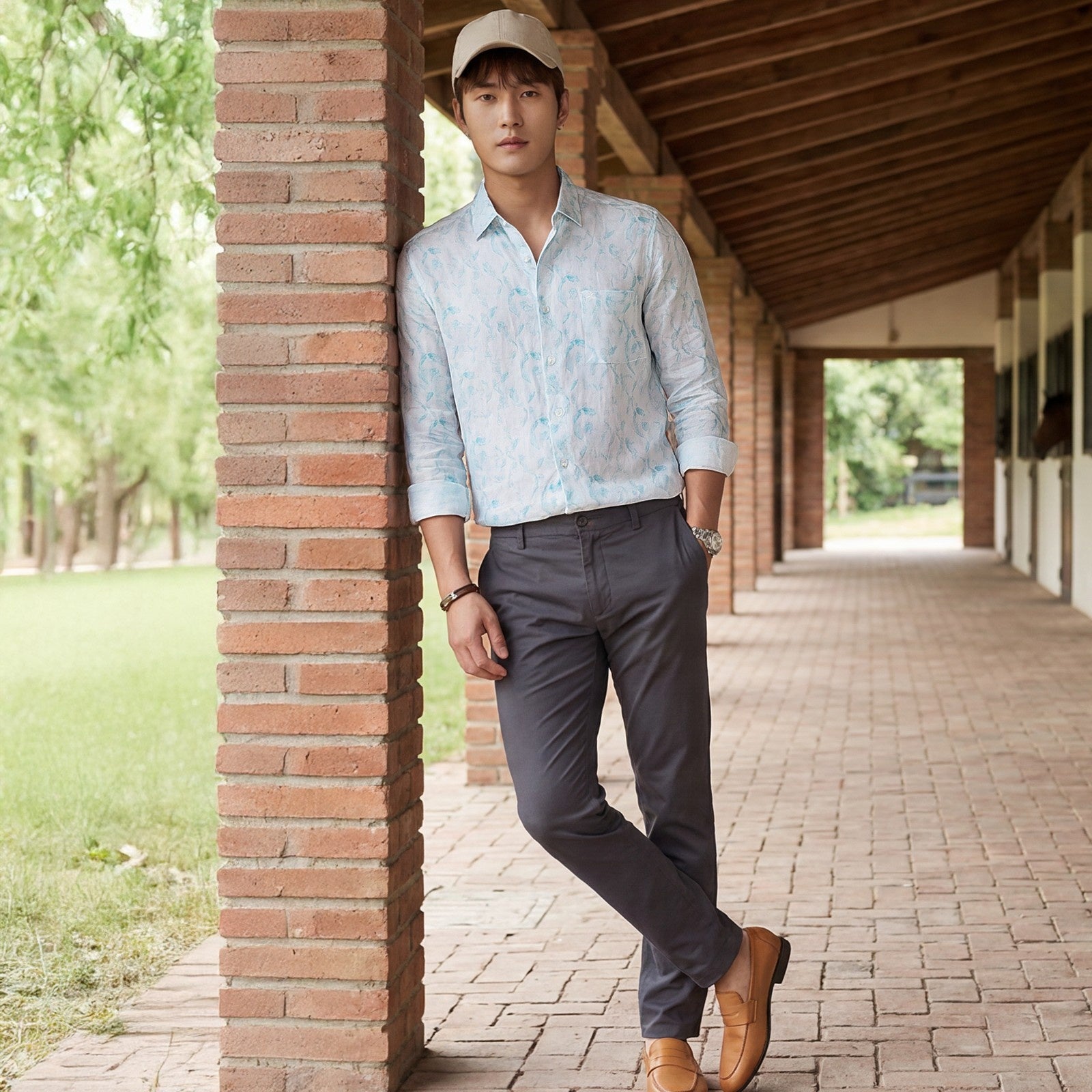 Men's Blue Printed Slim Fit Shirts