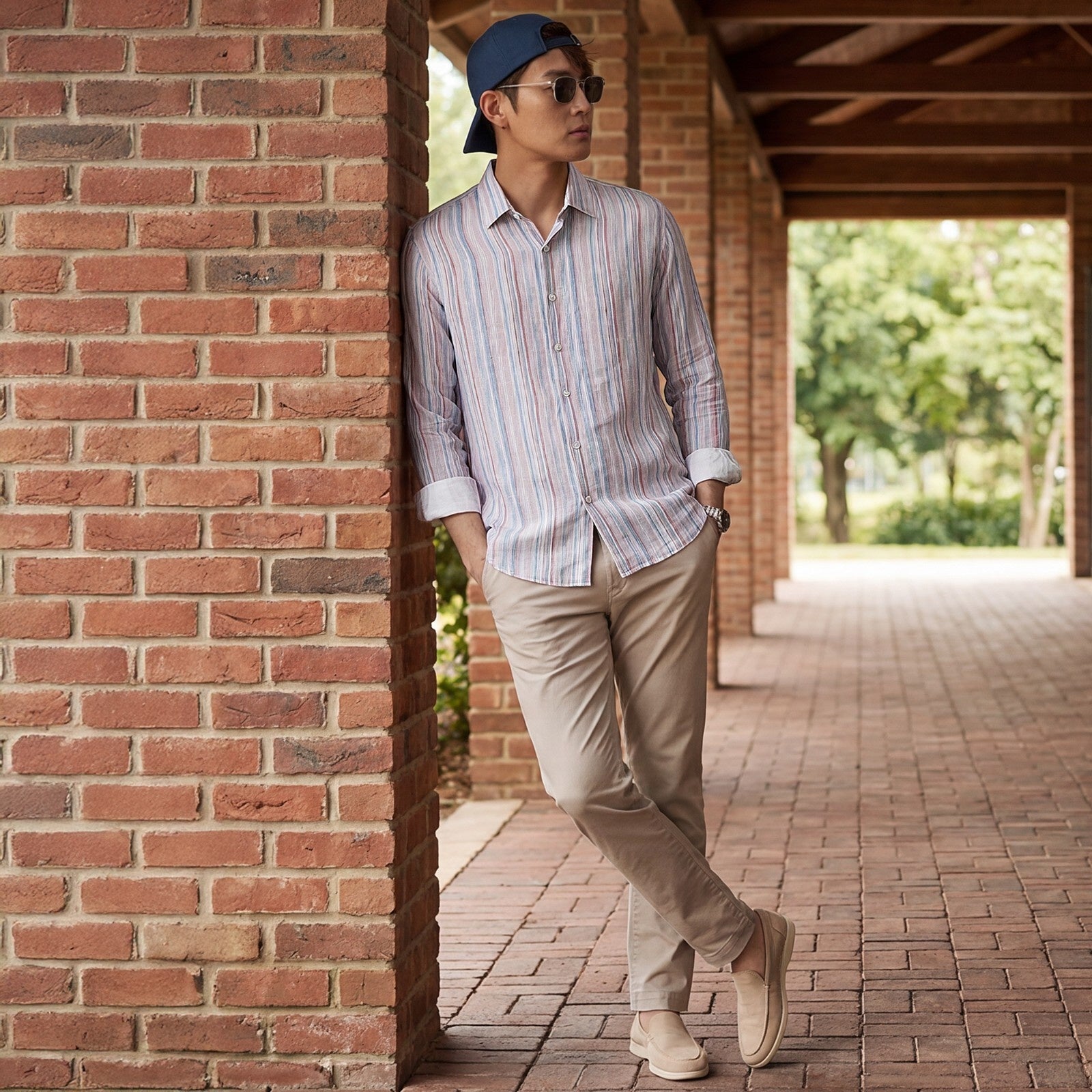 Men's Blue Stripe Slim Fit Shirts
