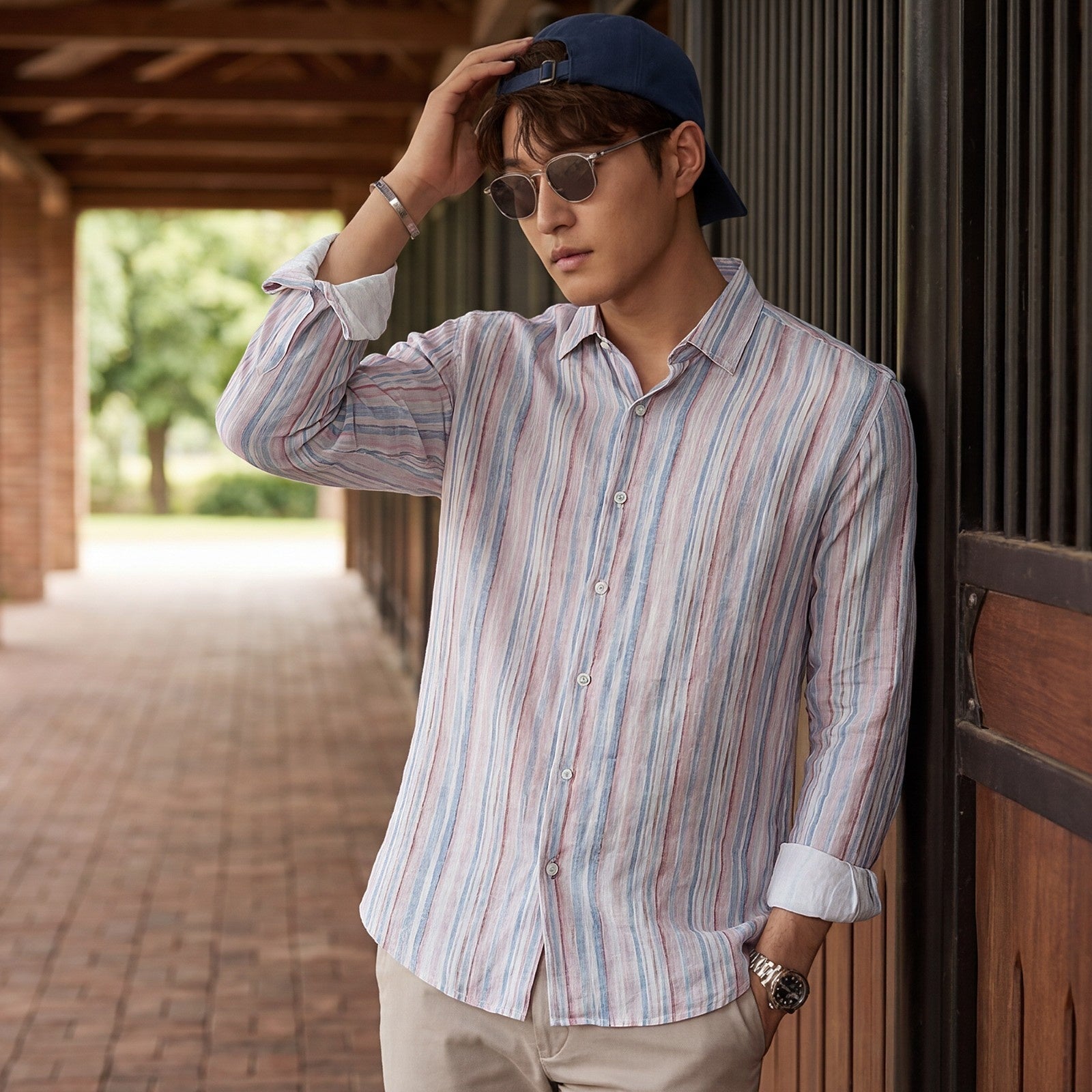 Men's Blue Stripe Slim Fit Shirts