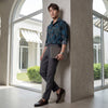 Men's Teal Printed Slim Fit Shirts
