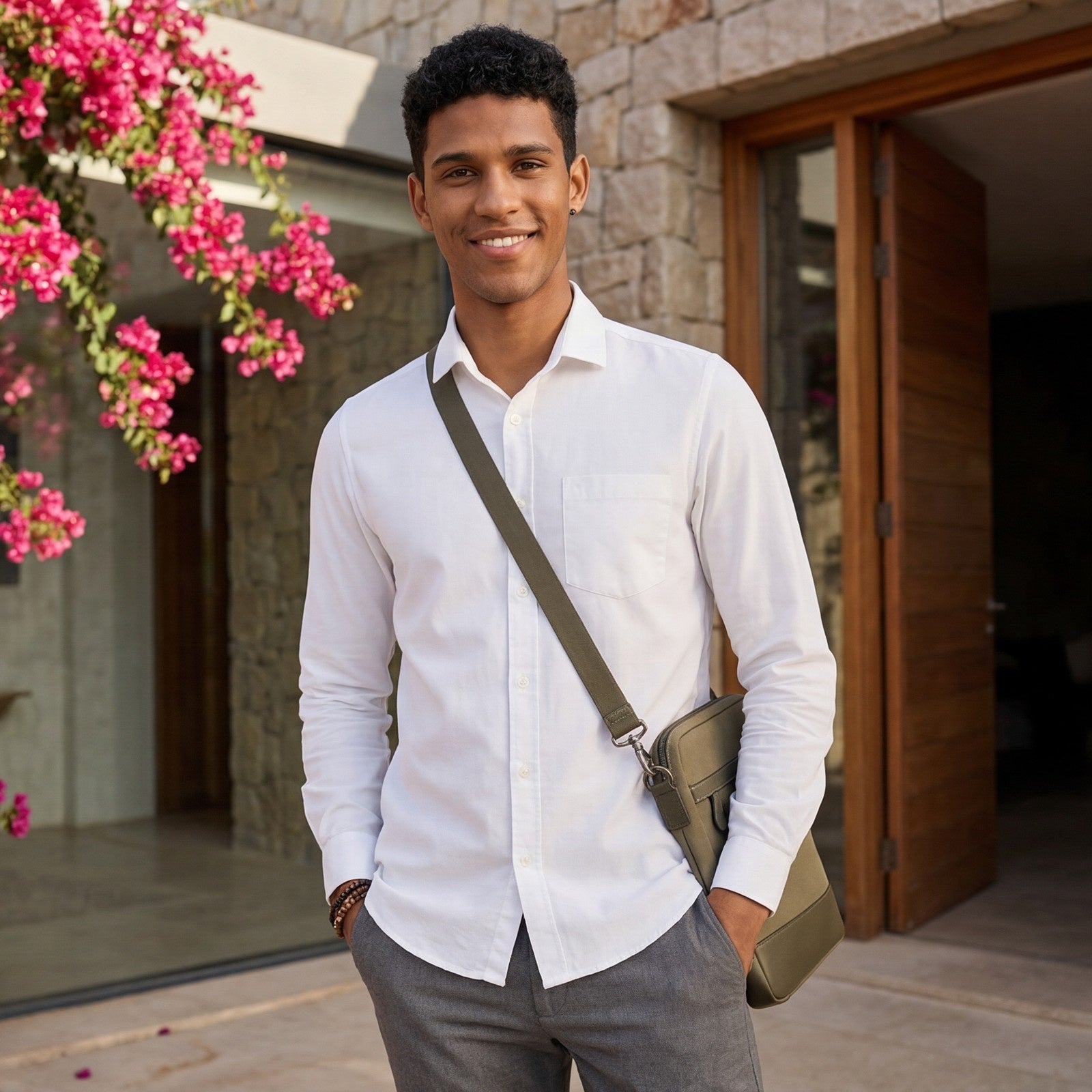 Men's White Solid Slim Fit Shirts