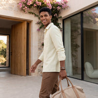 Men's Cream Solid Slim Fit Shirts