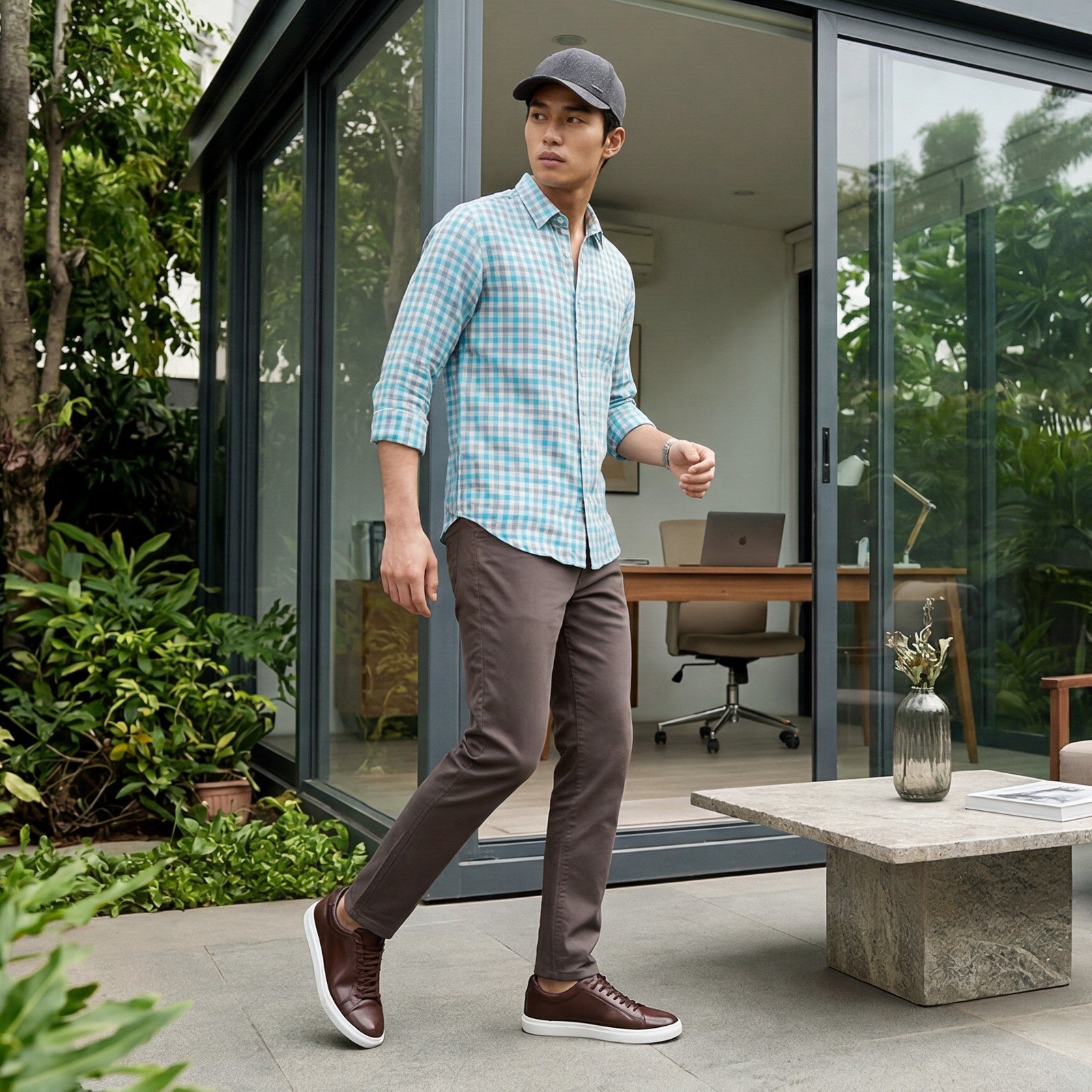 Men's Blue Checks Slim Fit Shirts