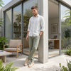 Men's Olive Stripe Slim Fit Shirts