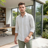 Men's Olive Stripe Slim Fit Shirts