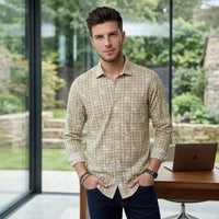 Men's Olive Printed Slim Fit Shirts
