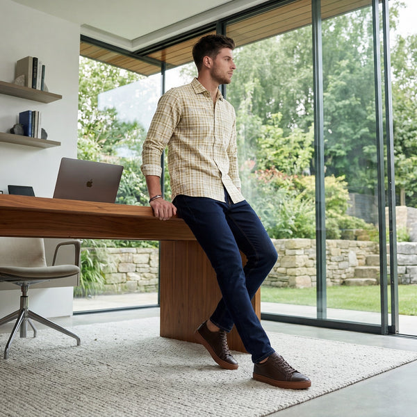 Men's Olive Printed Slim Fit Shirts