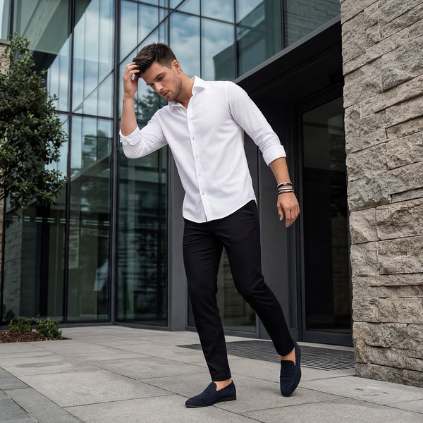 Men's White Solid Slim Fit Shirts