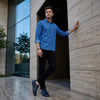 Men's Navy Blue Solid Slim Fit Shirts