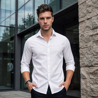 Men's White Solid Slim Fit Shirts