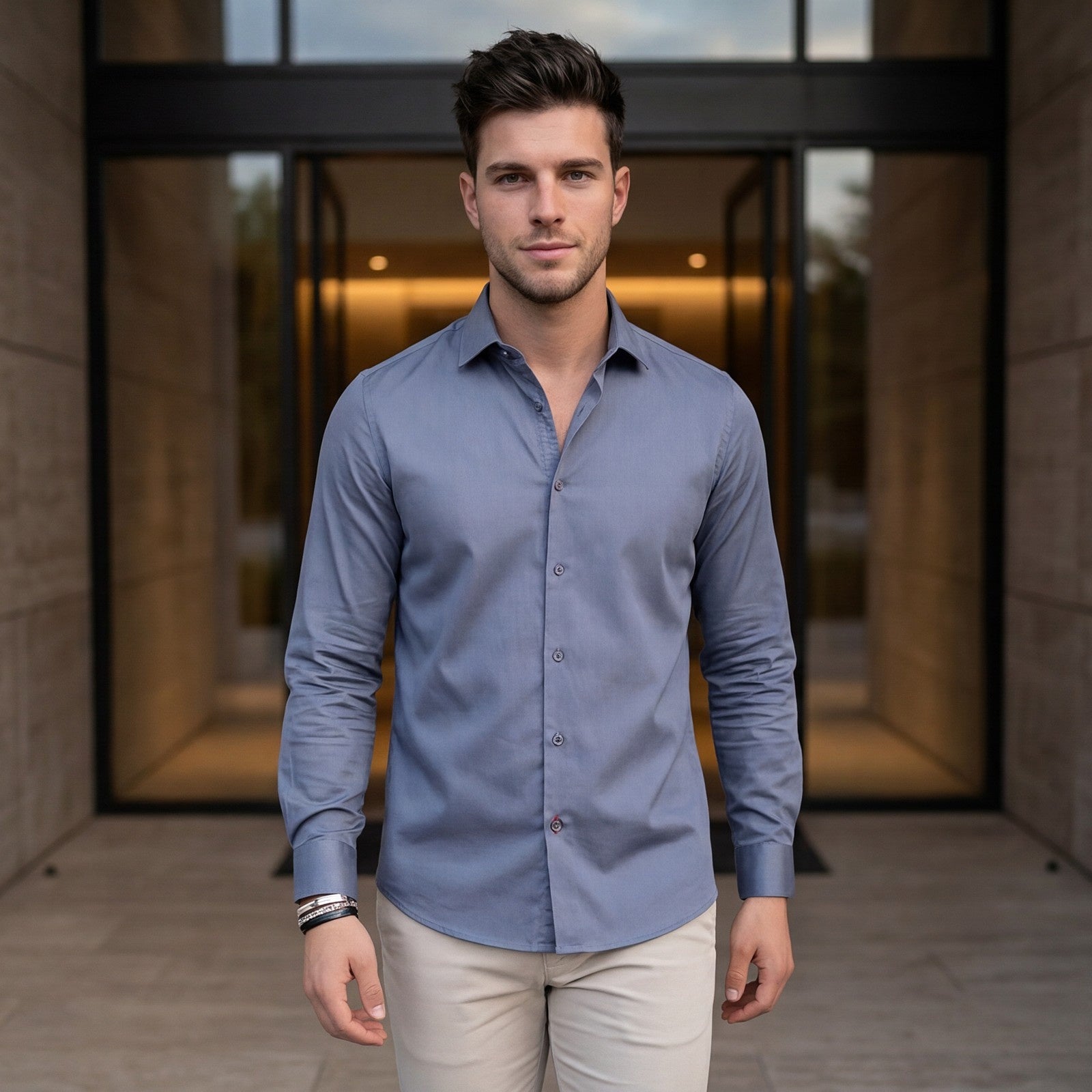 Men's Purple Solid Slim Fit Shirts