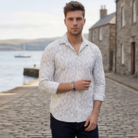 Men's White Printed Slim Fit Shirts