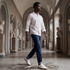 Men's Khaki Printed Slim Fit Shirts