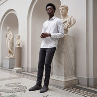 Men's Grey Printed Slim Fit Shirts