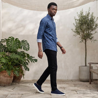 Men's Blue Printed Slim Fit Shirts
