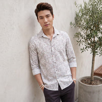 Men's White Printed Slim Fit Shirts