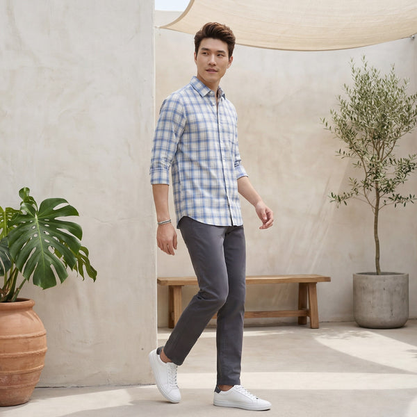 Men's Blue Checks Slim Fit Shirts