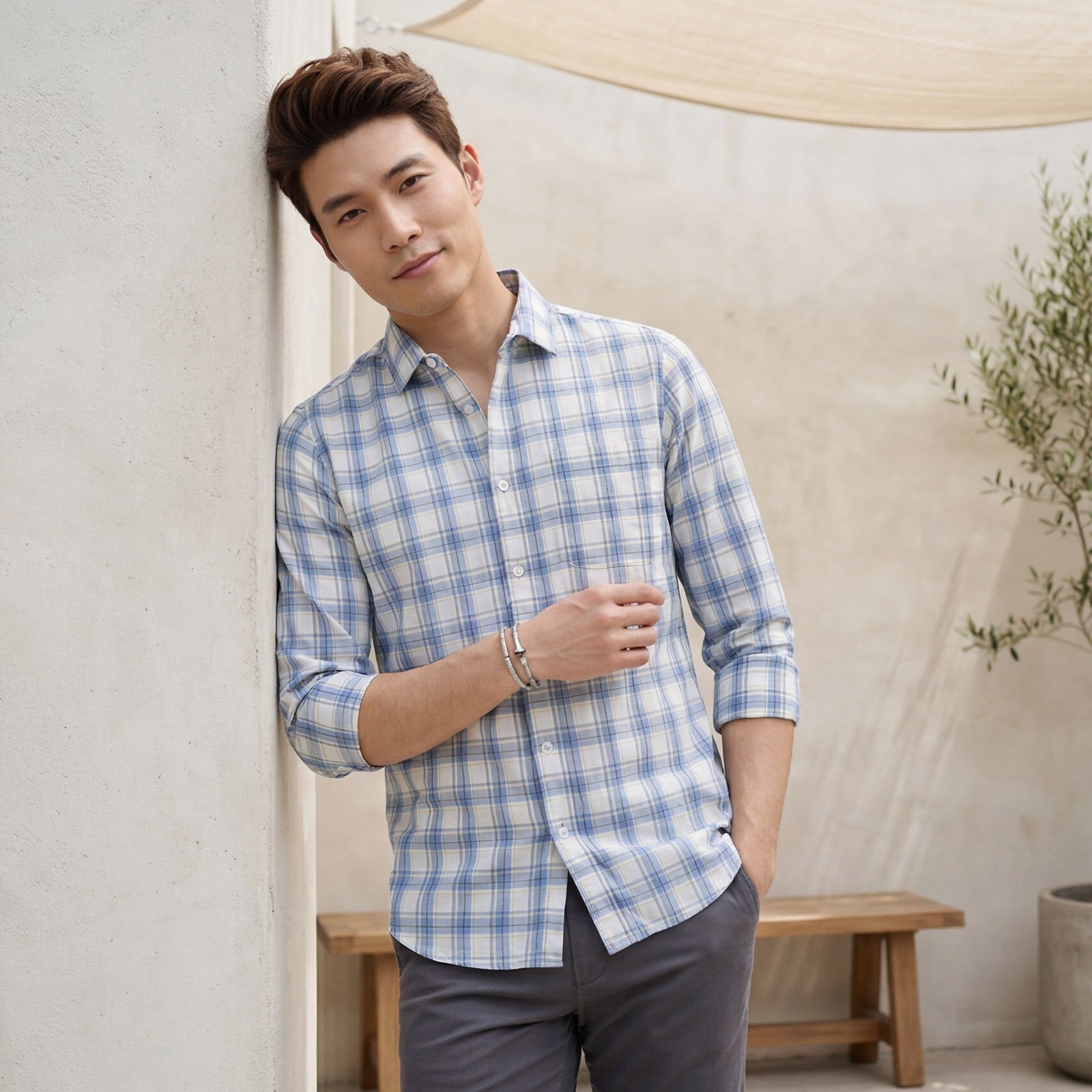 Men's Blue Checks Slim Fit Shirts