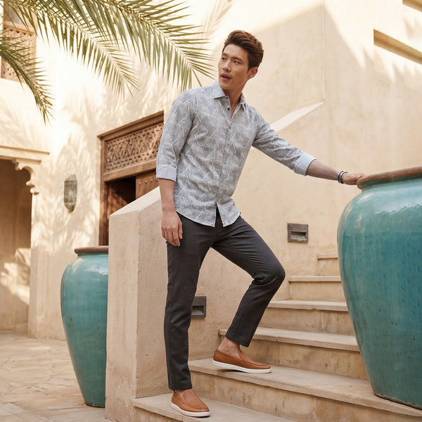 Men's Green Printed Slim Fit Shirts