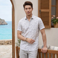 Men's Grey Printed Slim Fit Shirts